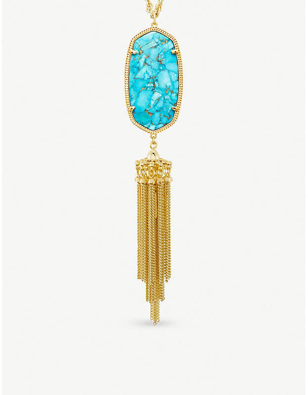 Rayne 14ct gold-plated and turquoise magnesite long pendant necklace