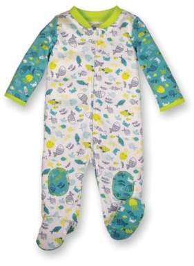 Aqua Fish Zip-Front Sleep N' Play Footie in Blue