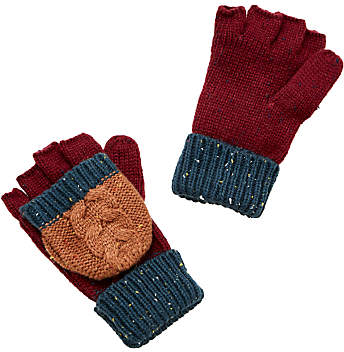 Children's Neppy Block Stripe Flip Gloves, Burgundy/Blue