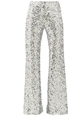 Halpern Sequinned Kick Flare Trousers - Womens - Silver Halpern Sequinned Kick Flare Trousers - Womens - Silver