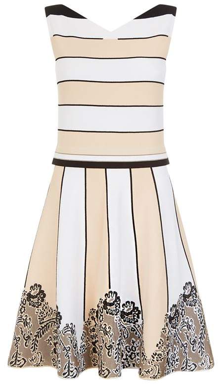 D.exterior Striped Fit-And-Flare Dress