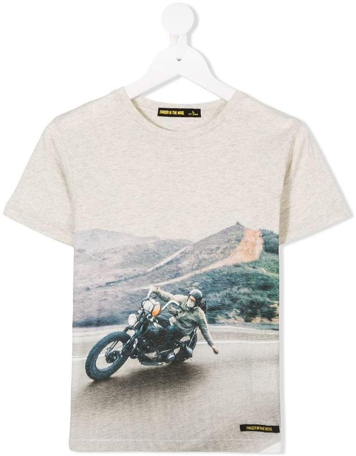 biker print T-shirt