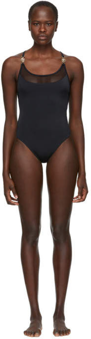 Underwear Black Mesh One-Piece Swimsuit