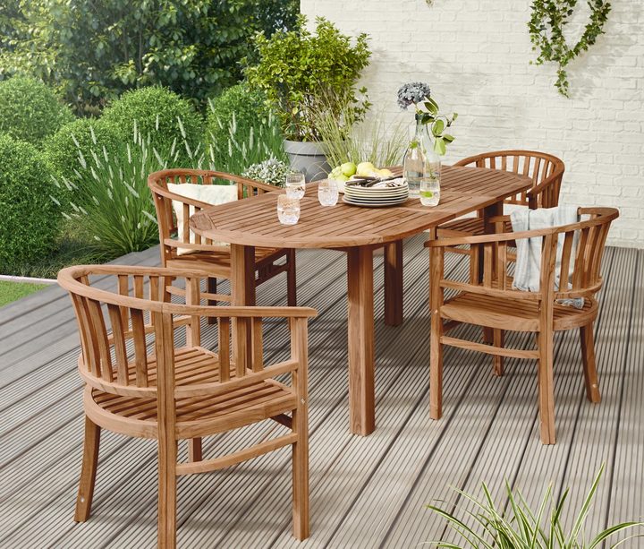 Ausziehbarer Gartentisch Teakholz
