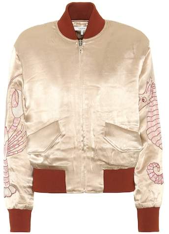 Bestickte Bomberjacke aus Satin