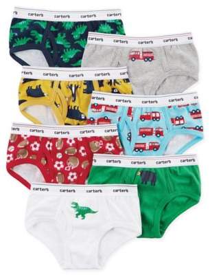 7-Pack Animals and Vehicles Cotton Briefs in Yellow/Grey/Blue