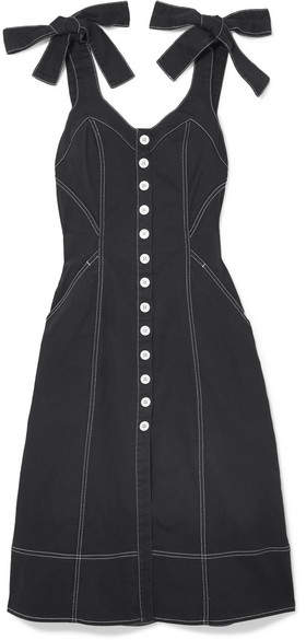 Emory Bow-detailed Denim Dress - Black