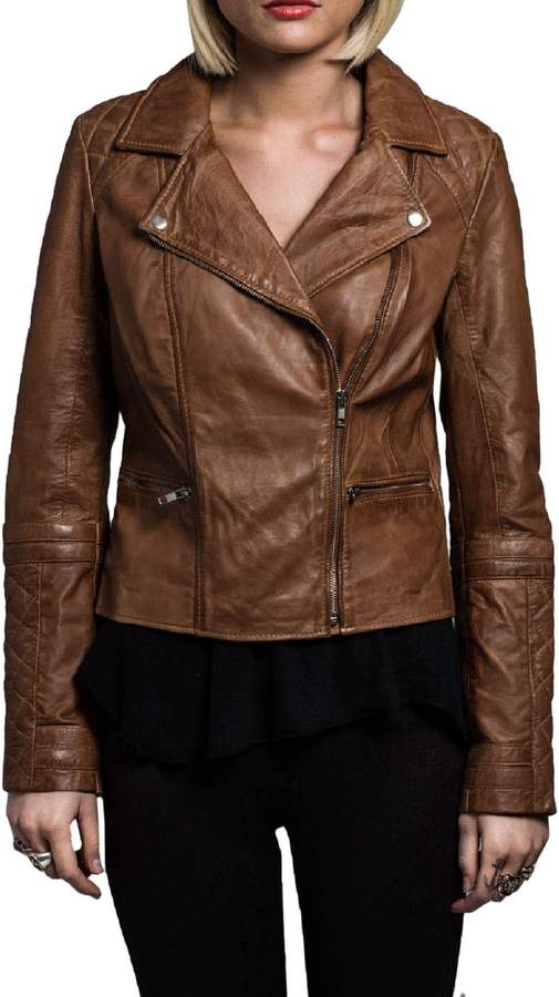 Usual Way Jacken - aus kognacfarbenem Leder