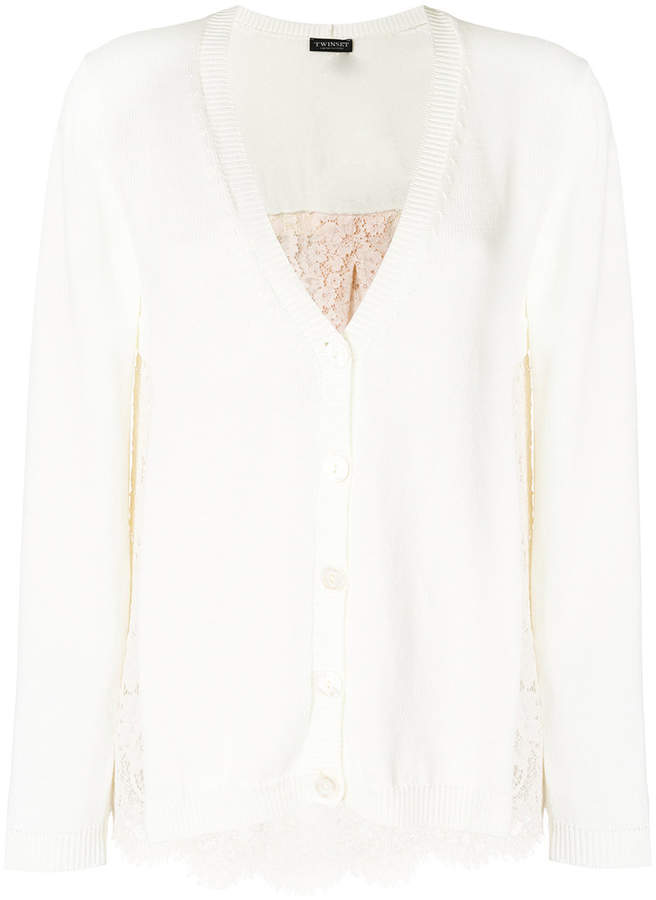 lace panelled cardigan