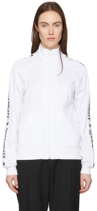 White and Silver Logo Track Jacket