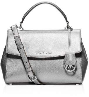 Michael Kors MICHAEL Womens Ava Leather Convertible Satchel Handbag - SILVERS - STYLE