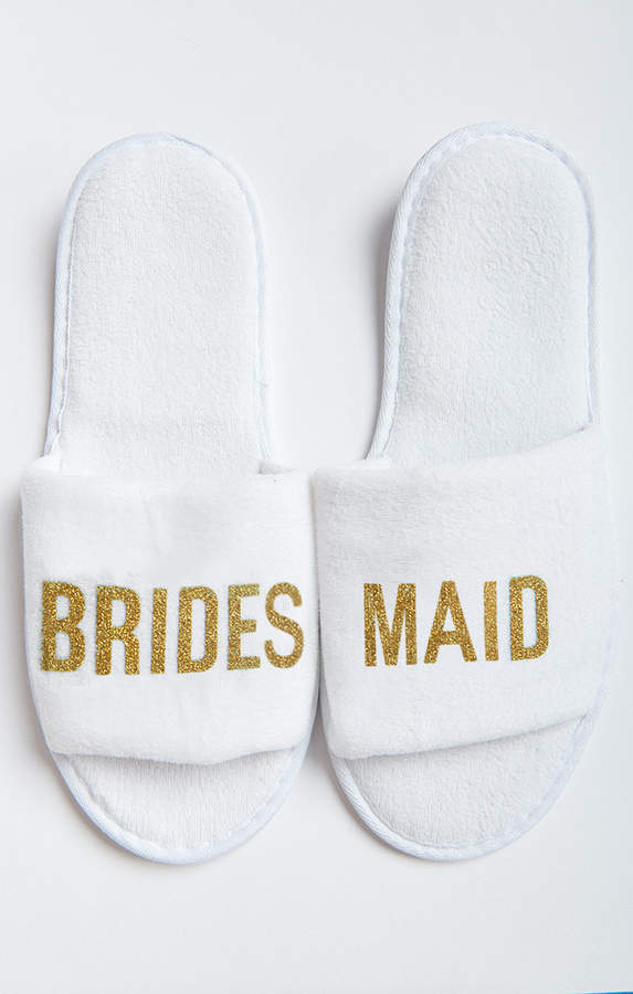 Brides Maid Slippers ~ White/Gold