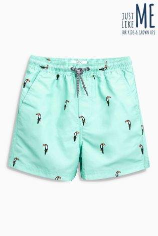 Boys Turquoise Toucan Print Swim Shorts (3mths-16yrs) - Green