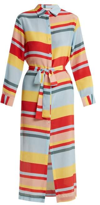 ASCENO Striped silk shirtdress