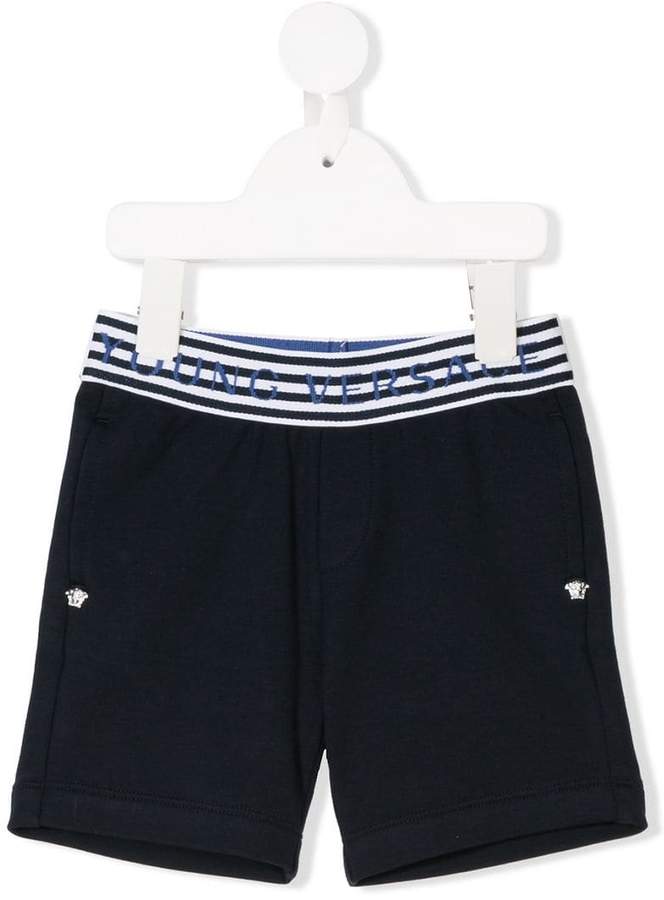 logo striped trim shorts