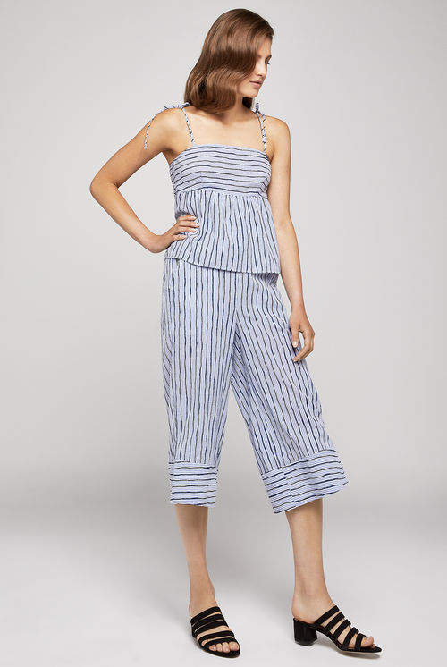 Striped Pull-On Crop Pant
