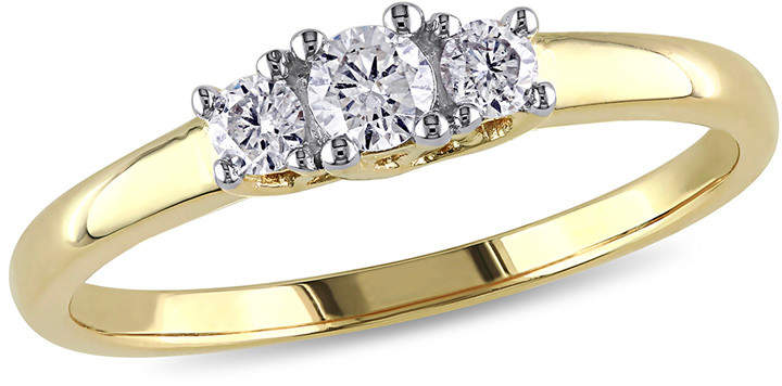 Amour 1/4 CT Diamond TW 3 Stone Ring 10k Yellow Gold GH I2;I3 Size 5