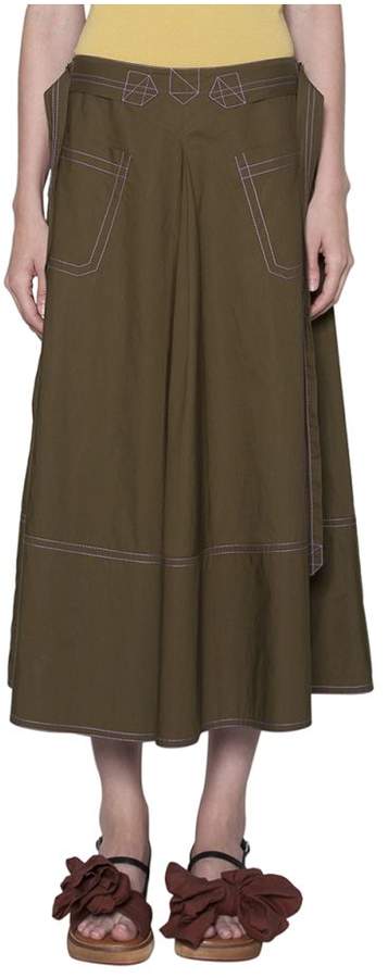 Belted Cotton Poplin Skirt