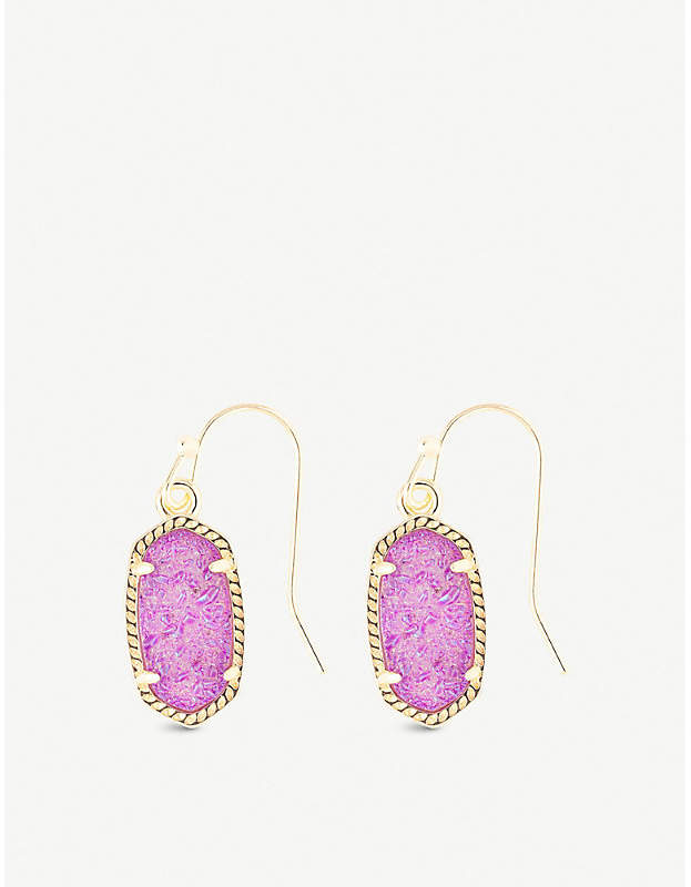 Lee 14ct gold-plated and violet drusy stone earrings