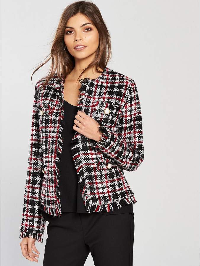 Red Check Boucle Jacket