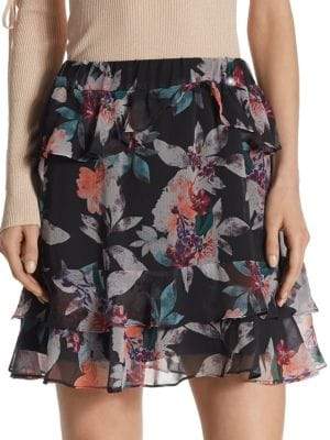 Scripted Floral-Printed Mini Skirt