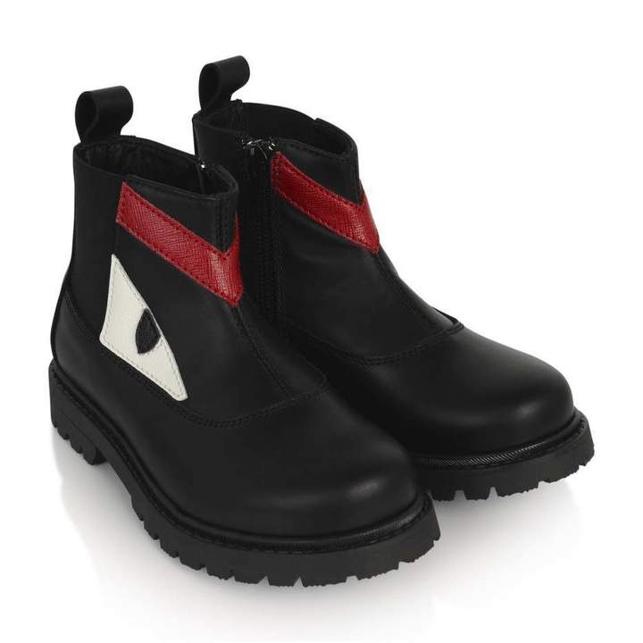 FendiBoys Black Leather Boots