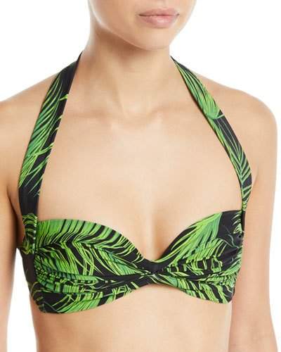 Bill Palm-Print Halter Bikini Swim Top