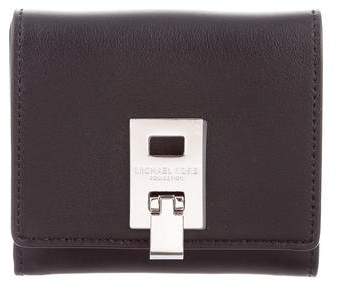 Michael Kors Leather Compact Wallet - BLACK - STYLE