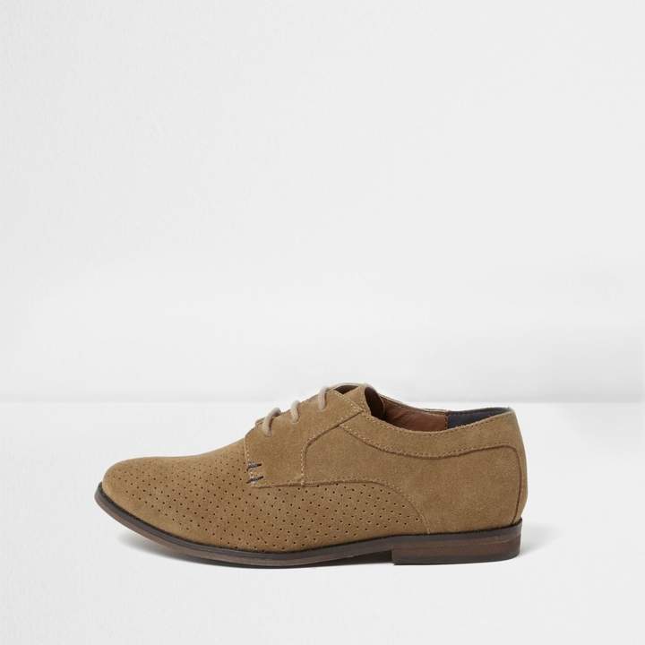 Boys light Brown perforated lace-up shoes