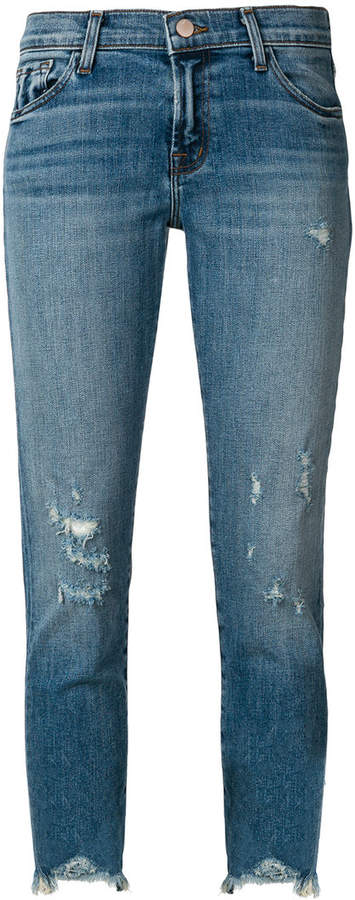 distressed cropped skinny jeans