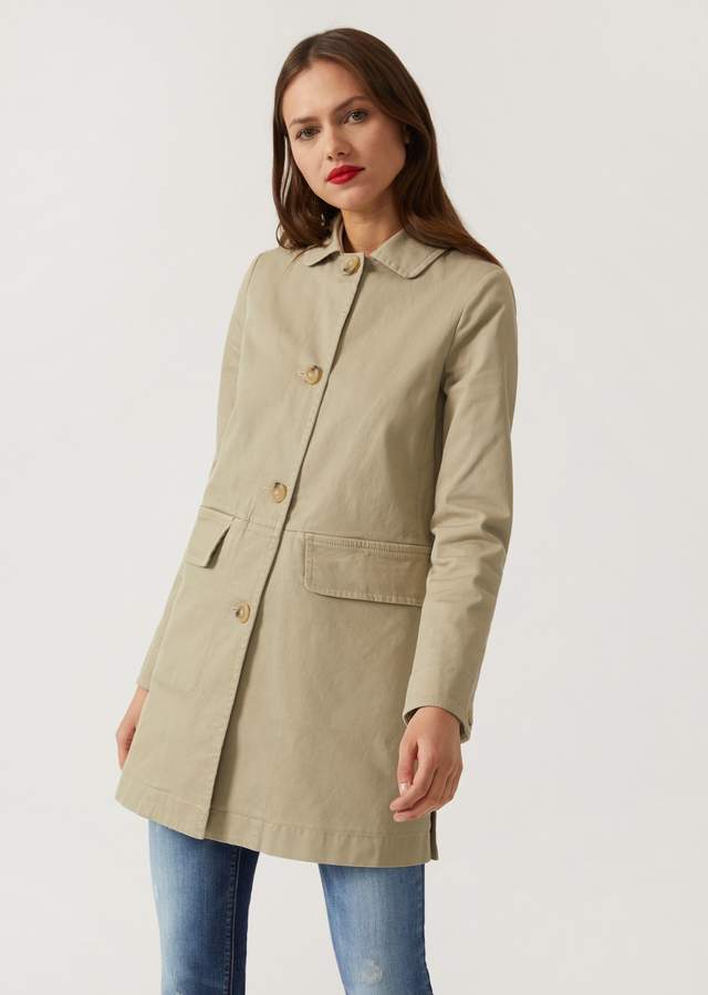 single-breasted stretch cotton peacoat