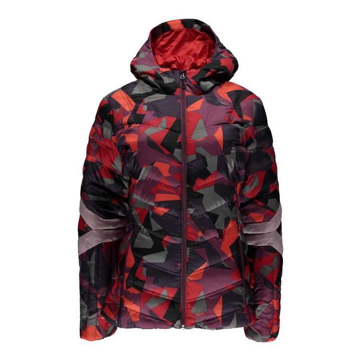 Women's Red Camo Geared Synthetic Down Jacket