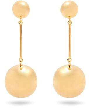 Double-sphere gold-plated drop earrings