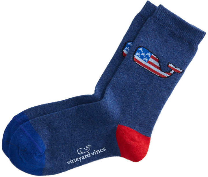 Boys American Flag Whale Icon Socks