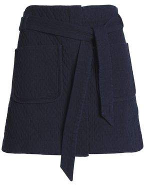 Belted Cotton-Cloqué Mini Skirt