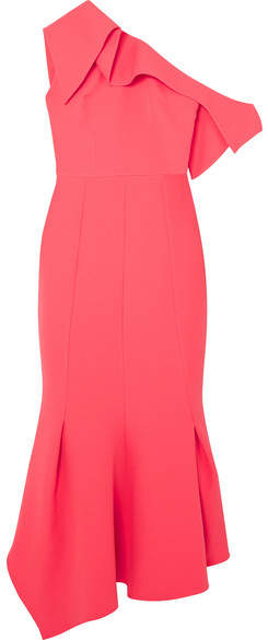 Safiyaa - Juniper One-shoulder Paneled Stretch-crepe Midi Dress - Pink