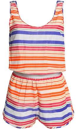 Striped Cotton And Silk-Blend Playsuit