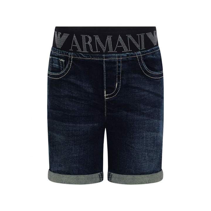 Armani JuniorBaby Boys Blue Branded Waist Denim Shorts