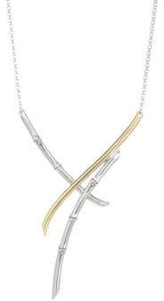 18K Gold & Silver Bamboo Necklace