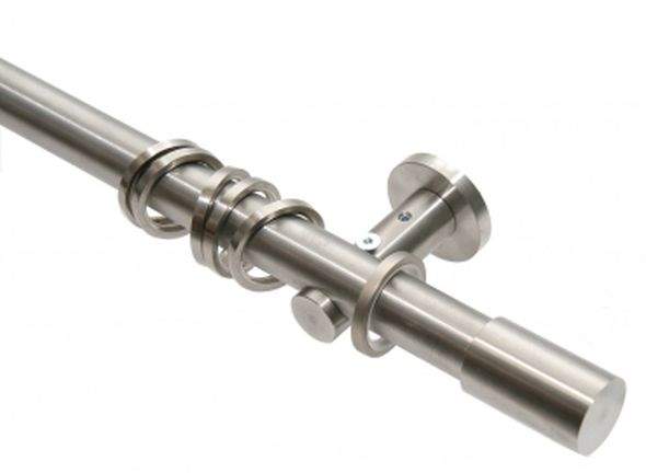 Home24 Deko Gardinenstange 1-läufig 20mm Edelstahloptik Endstück Walze
