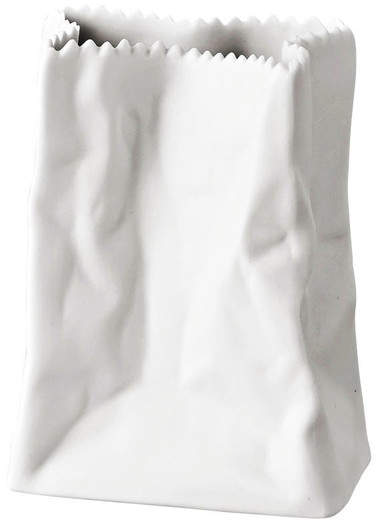 Tütenvase, 14 cm, Weiß-matt poliert