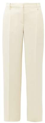 Valentino Wool Gabardine Wide Leg Trousers - Womens - White