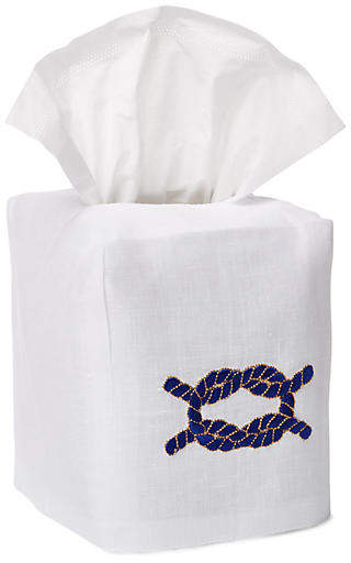 Knot Tissue Box Cover - Navy/White