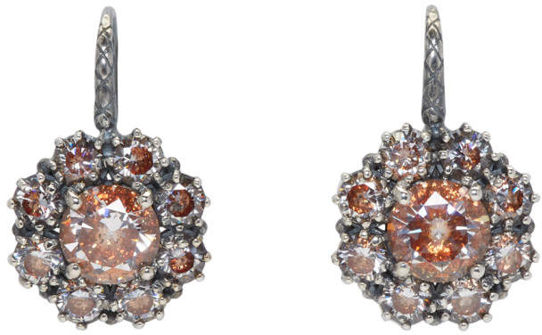 Silver Flowers Zircon Earrings