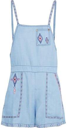 Embroidered Tencel-Chambray Playsuit