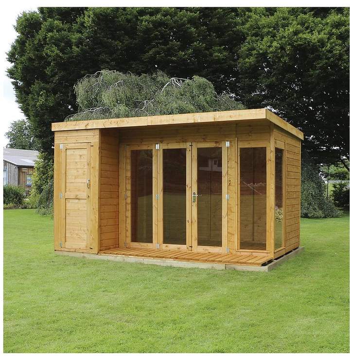 MERCIA 12 X 8ft Premium Garden Room Summerhouse With Side Shed