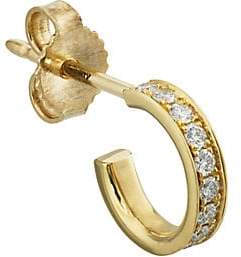 Women's White-Diamond Huggie Hoop Earring