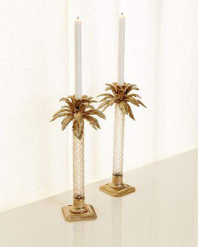 Palm Tree Gilded Glass Candlestick