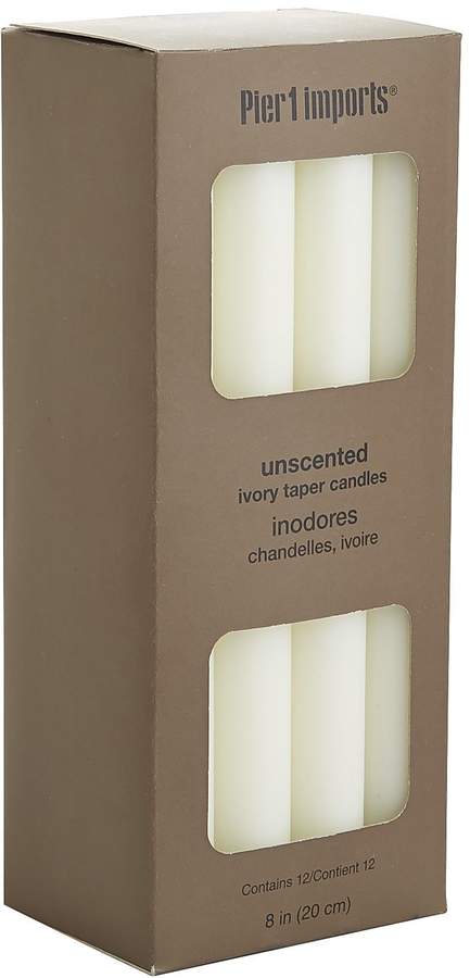 Unscented Ivory Taper Candle Set of 12