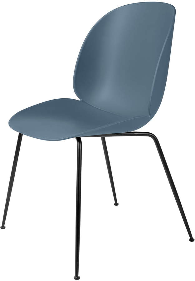Gubi - Beetle Dining Chair, Conic Base schwarz / Blaugrau